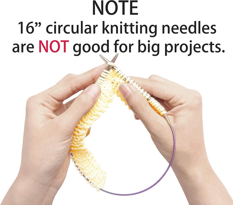 cuteDIY Size 6 Circular Knitting Needles 16 Inch Set Round Metal Kit (Etched US&mm, Color-Coded Cable, Smooth Join) - Image 4